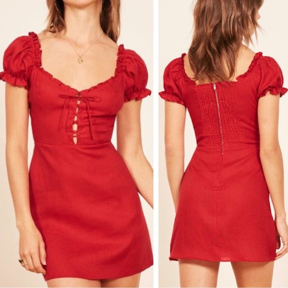 Reformation Klara Linen Mini Dress